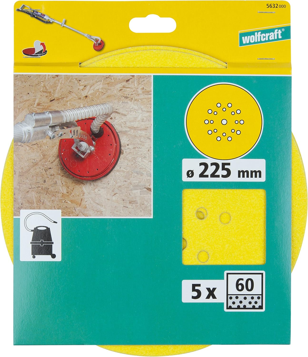 wolfcraft Easy-Fix Sanding Disc for Wood Paint/Varnish I 5632000, Yellow, 60 Grain - Image 4