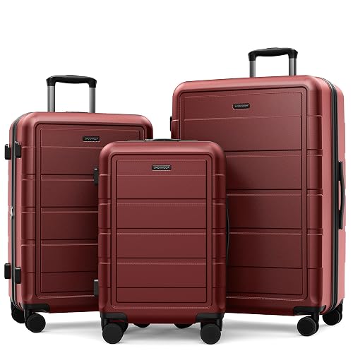 SHOWKOO G-Series Luggage set 3pcs, 100% PC Durable Hardshell Suitcase