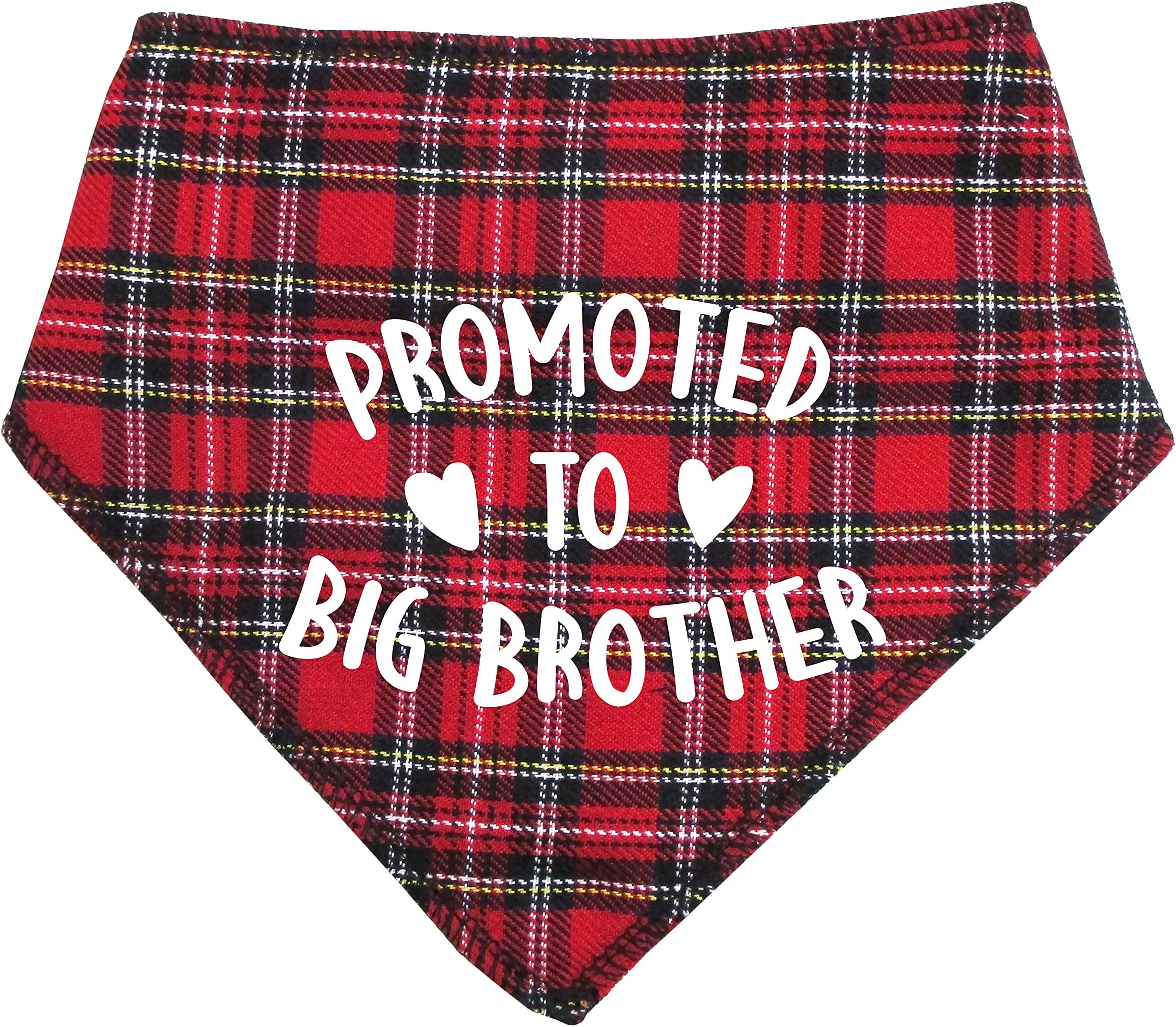Spoilt Rotten Pets 'Promoted To Big Brother' Dog Bandana Red Royal Stewart Kilt Tartan Design New Baby Gender Reveal Pregnancy Baby Shower (S2 Small Dogs Terrier, Shih-Tzu & Cockers)