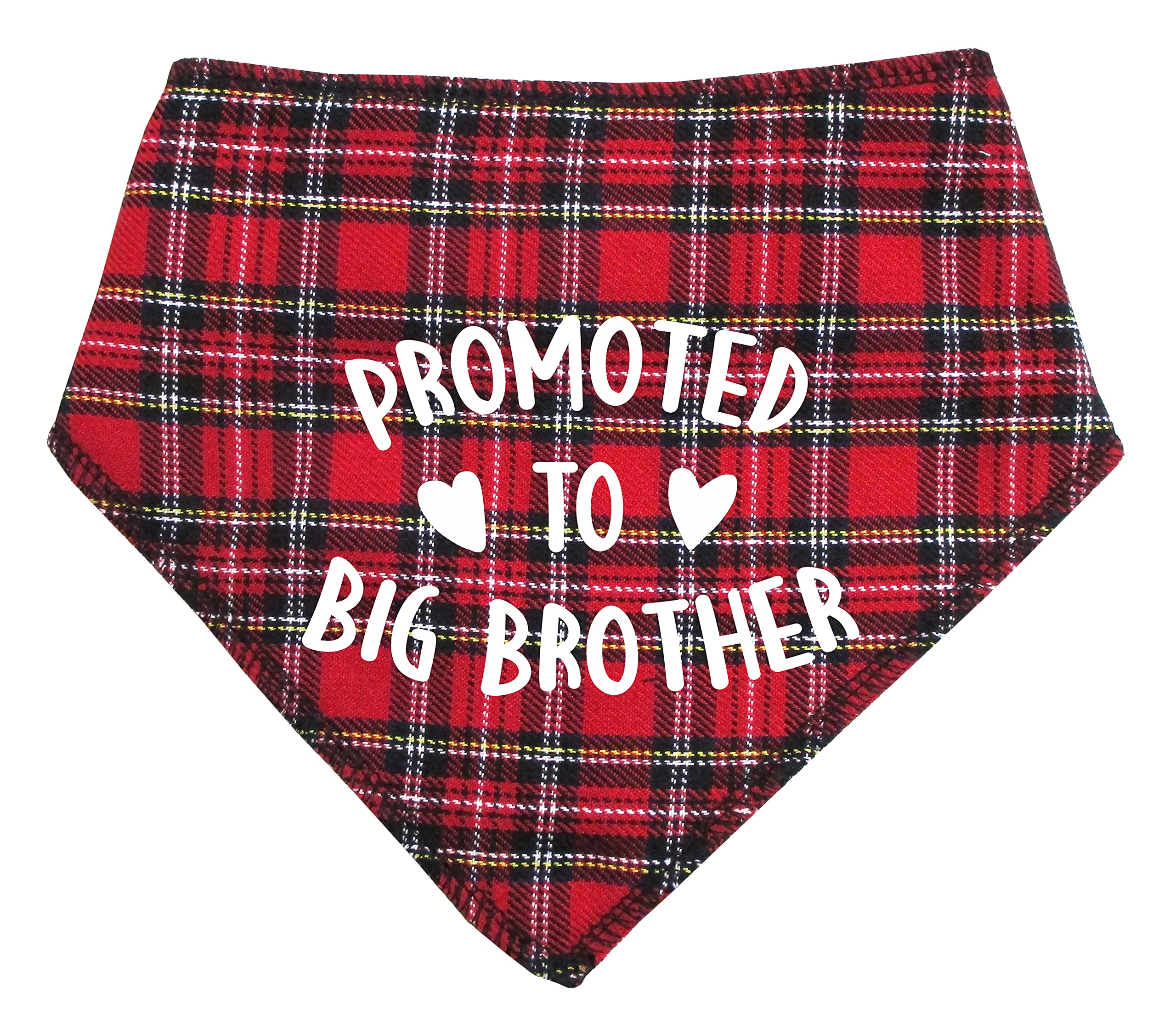 Spoilt Rotten Pets 'Promoted To Big Brother' Dog Bandana Red Royal Stewart Kilt Tartan Design New Baby Gender Reveal Pregnancy Baby Shower (S2 Small Dogs Terrier, Shih-Tzu & Cockers)