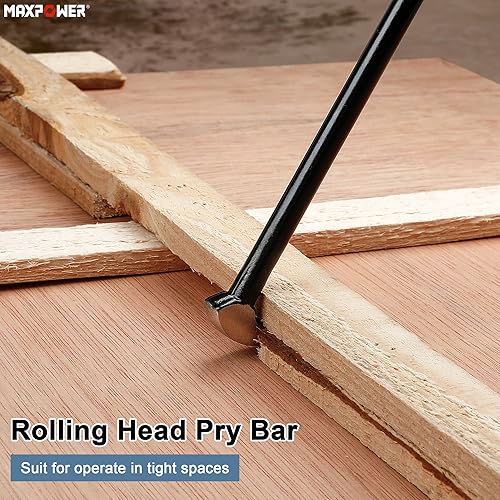 Miniatura 8 de MAXPOWER Juego de 3 barras de palanca de cabeza rodante de 6 pulgadas, 12 pulgadas, 16 pulgadas