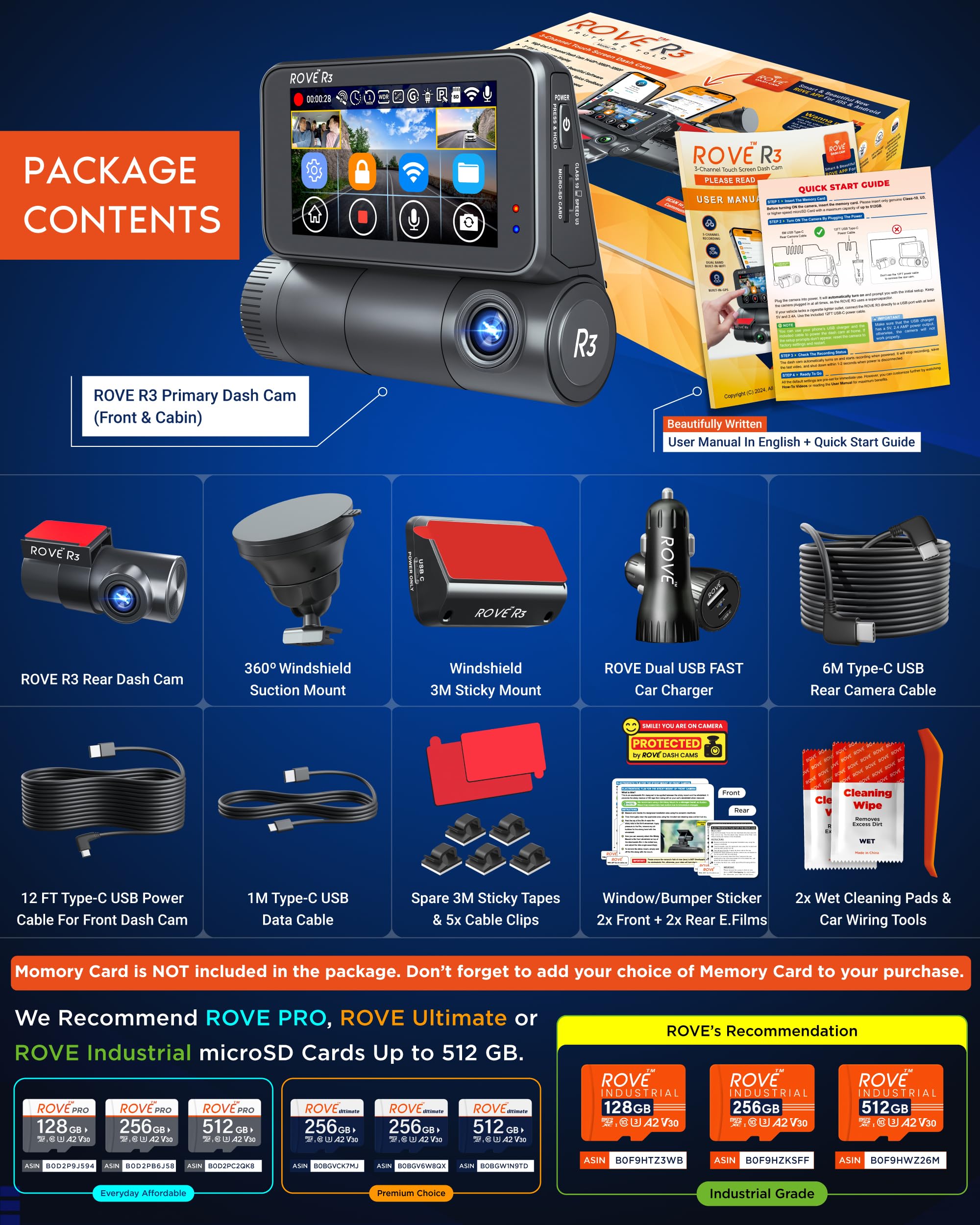 ROVE R3 3 Channel Dash Cam - Front & Rear with Cabin -7 ROVE R3 3 Channel Dash Cam - Front & Rear with Cabin -7