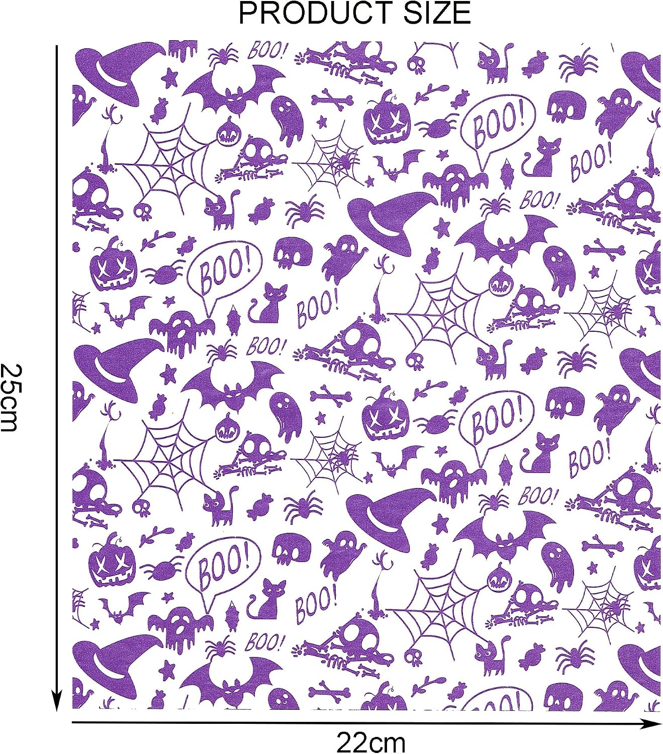 100pcs Halloween Wax Paper Sheet, Food Picnic Printed with Ghost, Spider, Pumpkin and Spiderweb, Greaseproof, Waterproof Dry Hamburger Liners Wrapping Tissue (Purple)