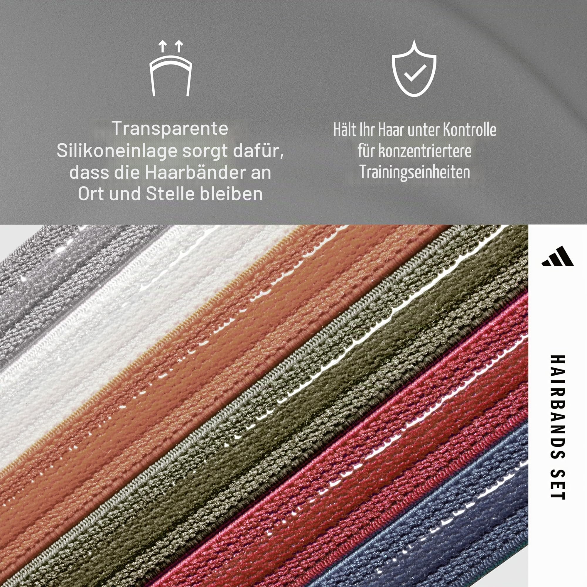 adidas Haarbänder - Grau, Weiß, Ton, Olivgrün, Rot, Marineblau