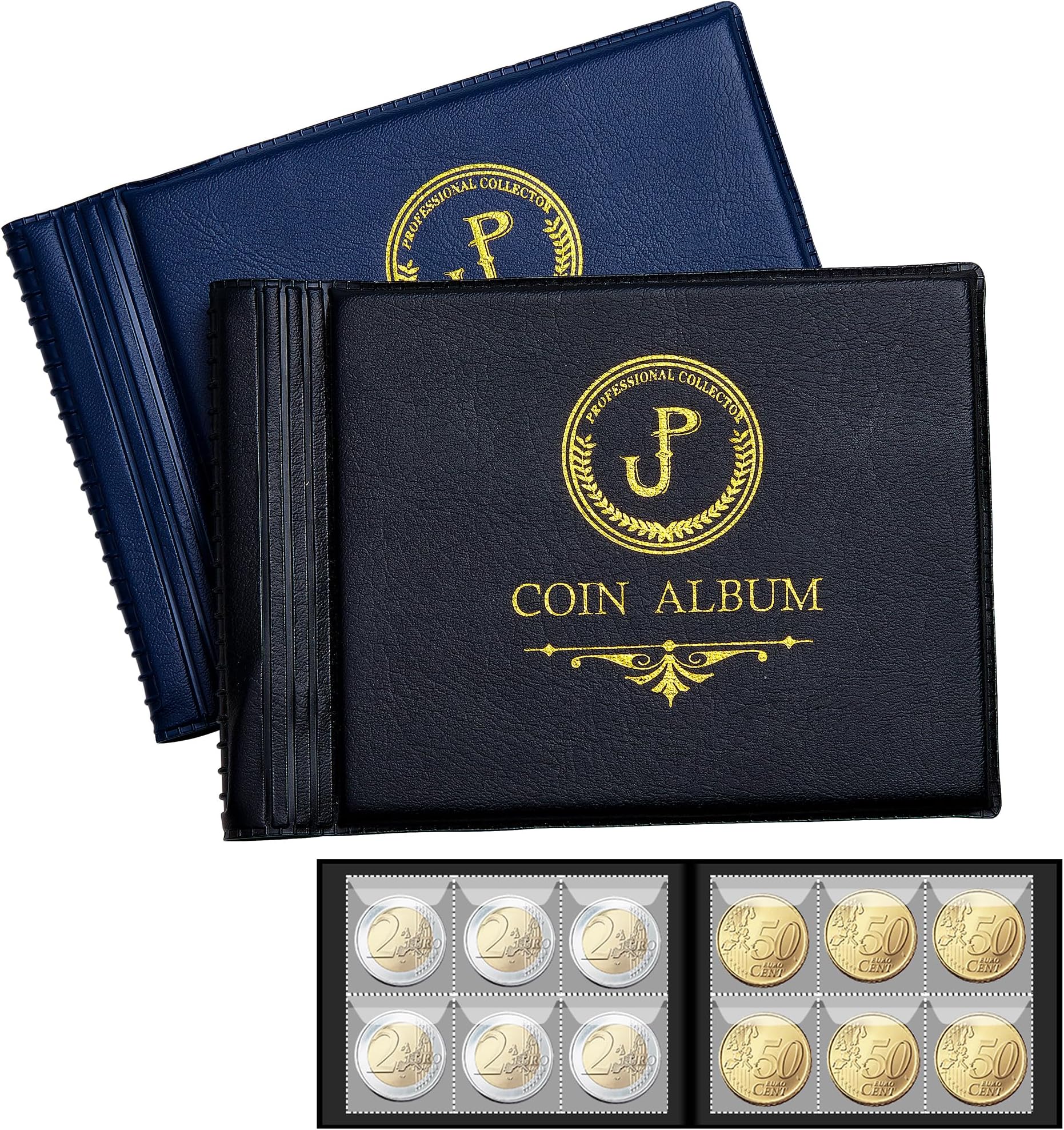 Coin Collection Album 120 Pockets - 2 Pack Set 35x35mm/ 1.4x1.4 for Penny Collection & Storage Fits Pence, Pound, Cents, Dime, Quarter,Nickel CS42MX1