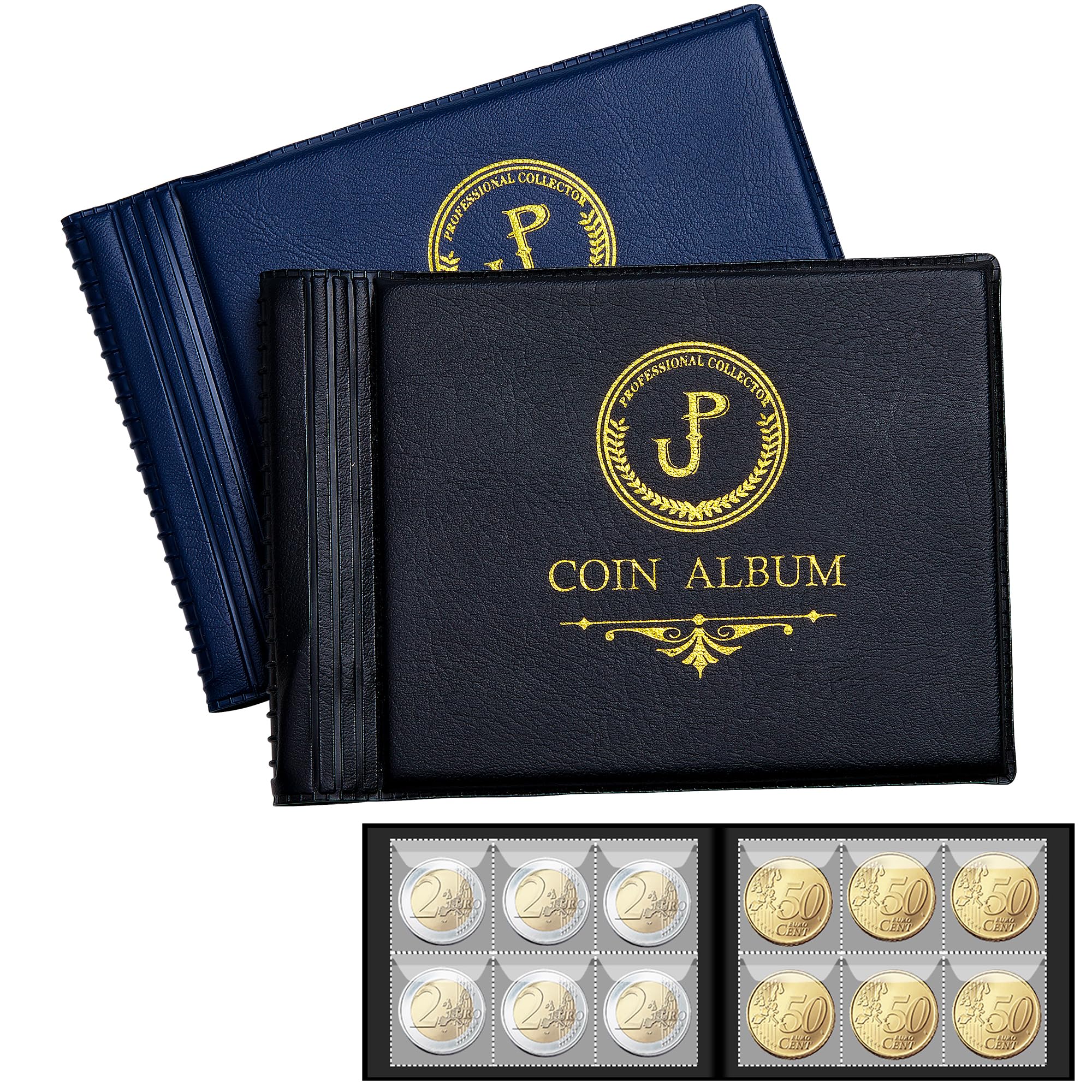 Coin Collection Album 120 Pockets - 2 Pack Set 35x35mm/ 1.4x1.4 for Penny Collection & Storage Fits Pence, Pound, Cents, Dime, Quarter,Nickel CS42MX1