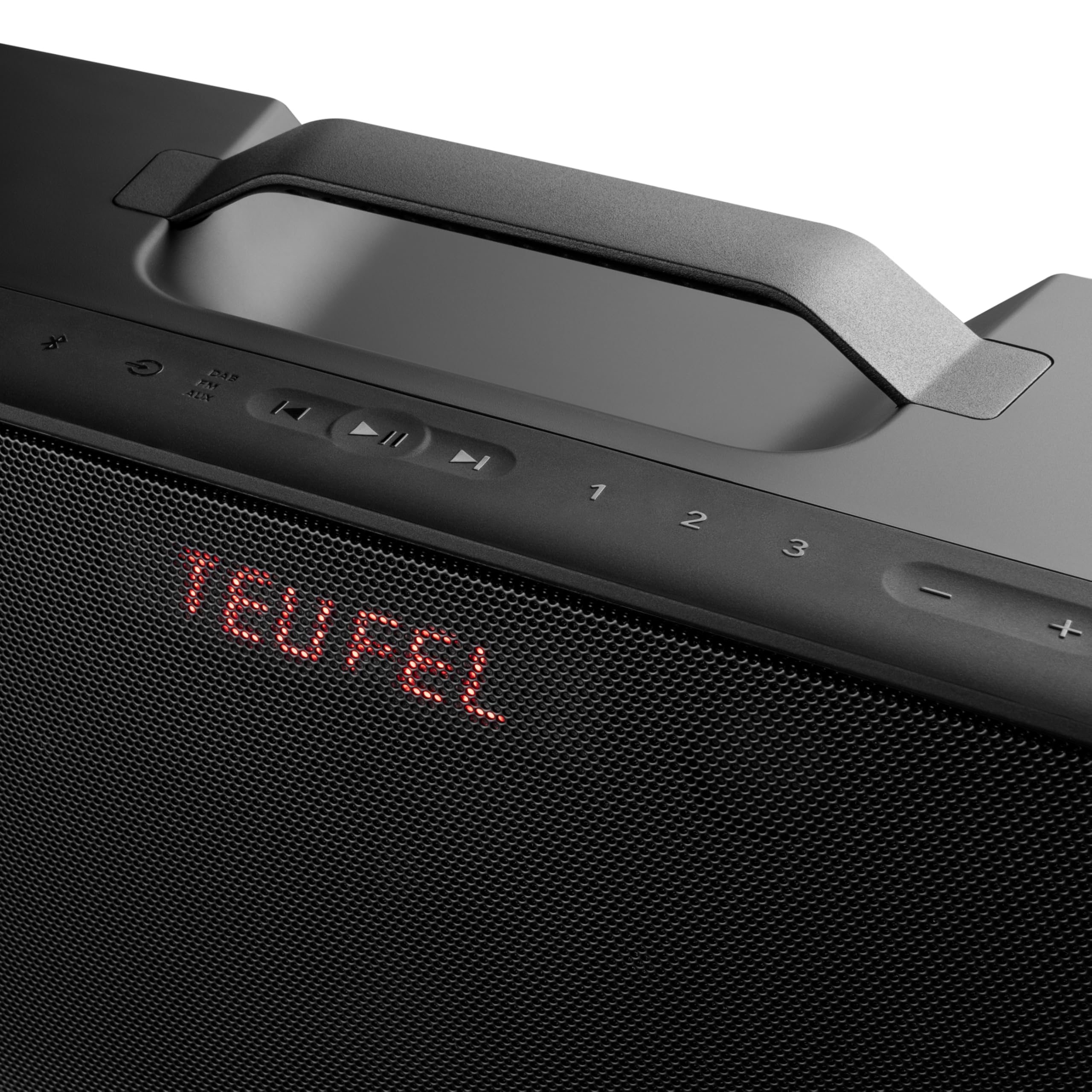 Teufel BOOMSTER 4 Robuster Bluetooth Lautsprecher mit 2.1-Stereo-System Soundsystem DAB+ und FM-RDS-Radio, bis 23 Std. Akku, Schutz vor Strahlwasser nach IPX5-Norm, USB-C - Night Black