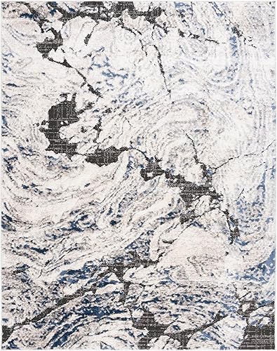 Safavieh Petra Collection 8 x 10 IvoryBlue PTA102A Modern Non-Shedding Living Room Dining Bedroom Home Office Area Rug