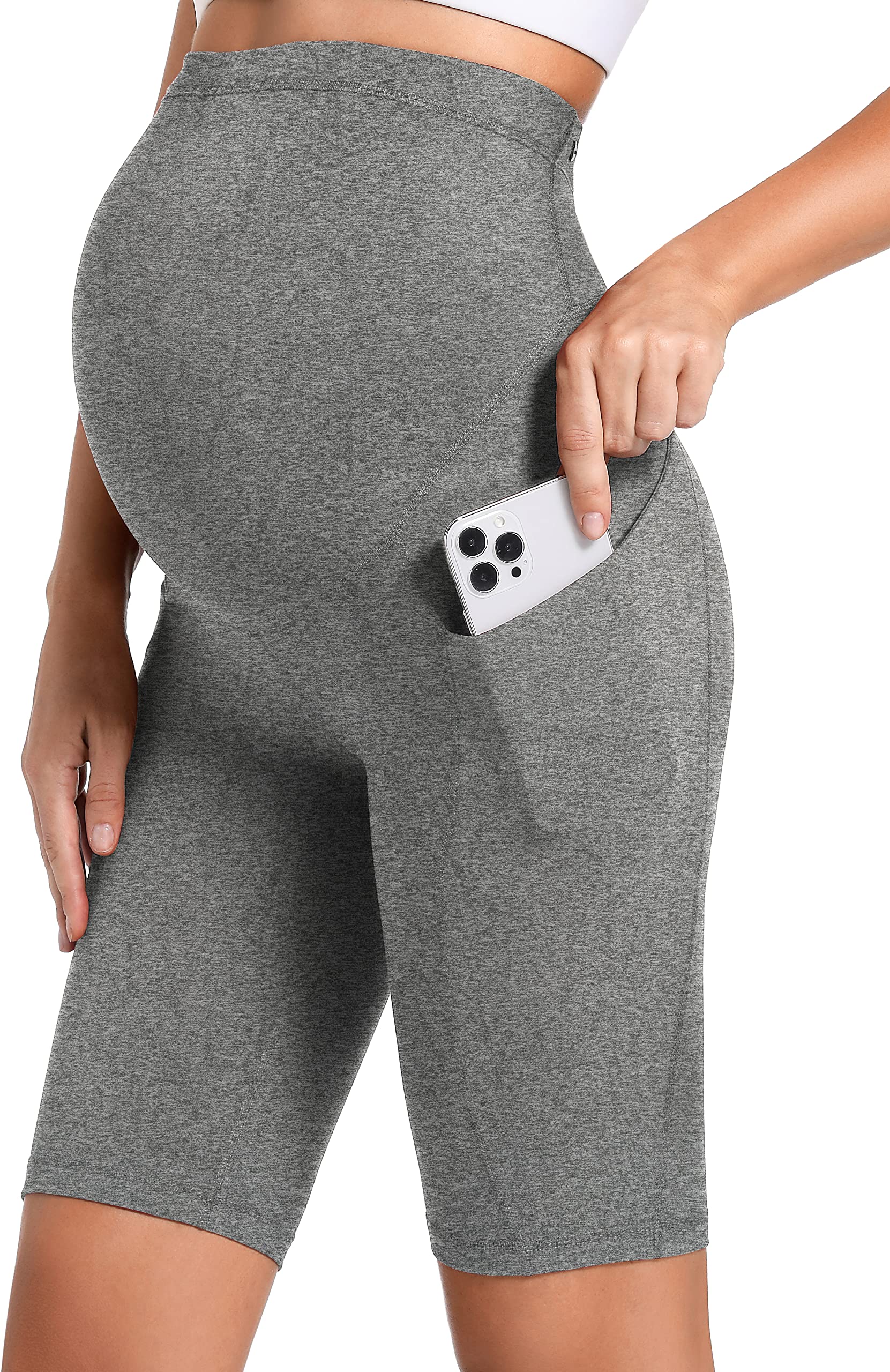Short de grossesse - Short de grossesse - Legging de grossesse - Pour entraînement athlétique - Cyclisme - Course à pied - Yoga - Avec poches