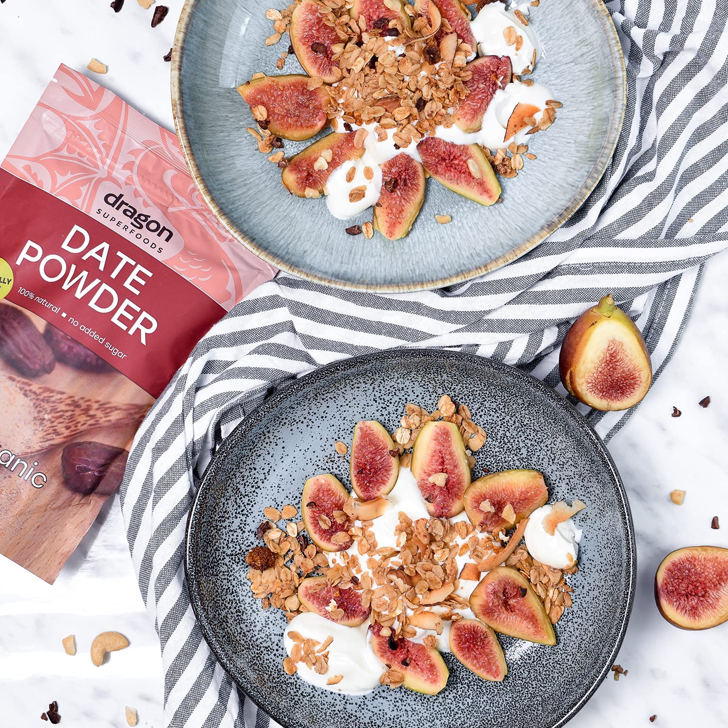 Dragon Superfoods Poudre de dattes - 100% bio, végétalienne et sans gluten, naturellement sucrée, multipack de 6 x 250 g