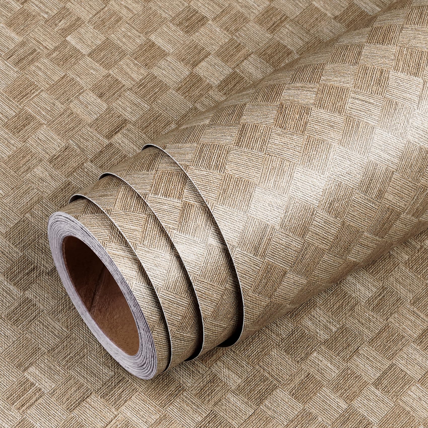 Livelynine Papel Adhesivo para Muebles Beige Marron Papel Pintado Pared Dormitorio Salon 40CMx10M Papel de Pared de Habitación Beige Vinilo Adhesivo Pared Baño Papel Pintado Beige Marrón Aspecto Lino