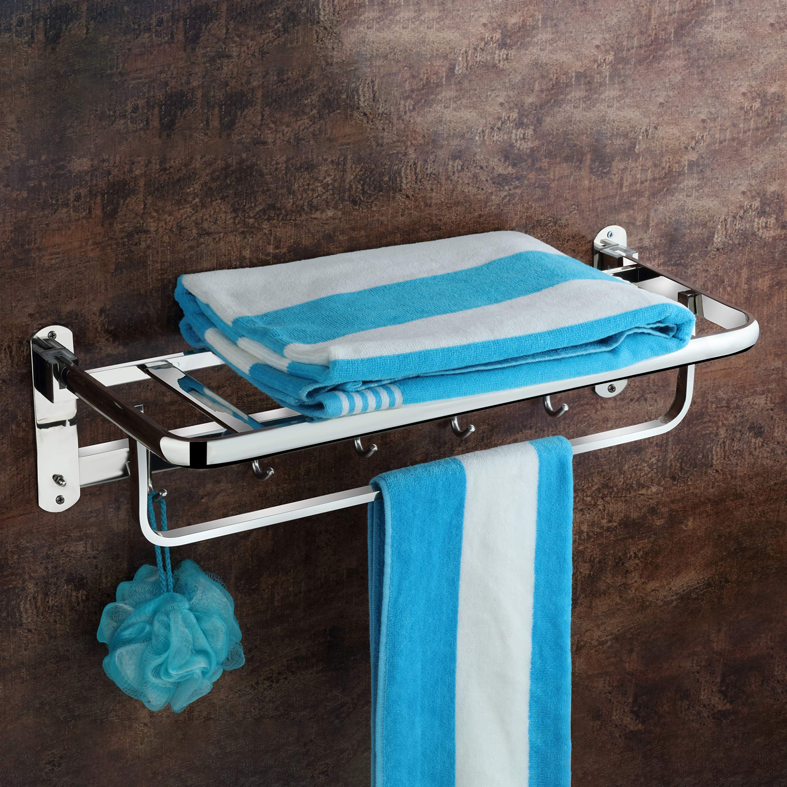 Plantex Stainless Steel Folding Towel Rack for Bathroom/Towel Rod with Hooks/Towel Holder/Bathroom Accessories (24-inch) Chrome (B08V19G1G4) Amazon Price History, Amazon Price Tracker