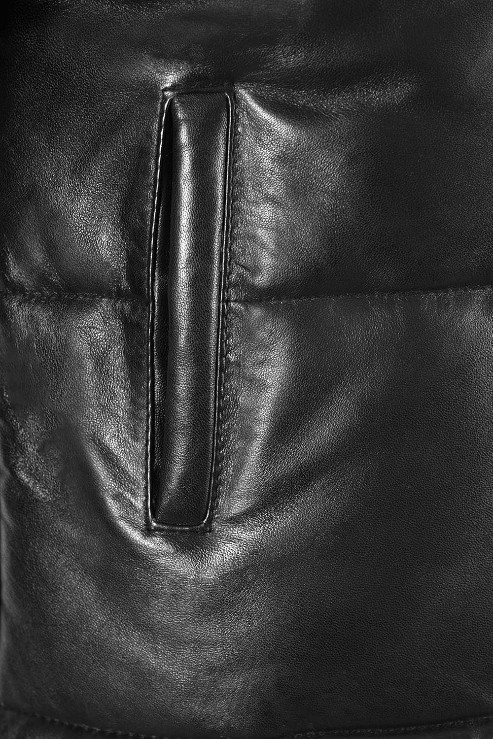 EVEREST LEATHER PUFFER JACKET Black Real Leather Short Padded Warm Winter Jacket - Image 6