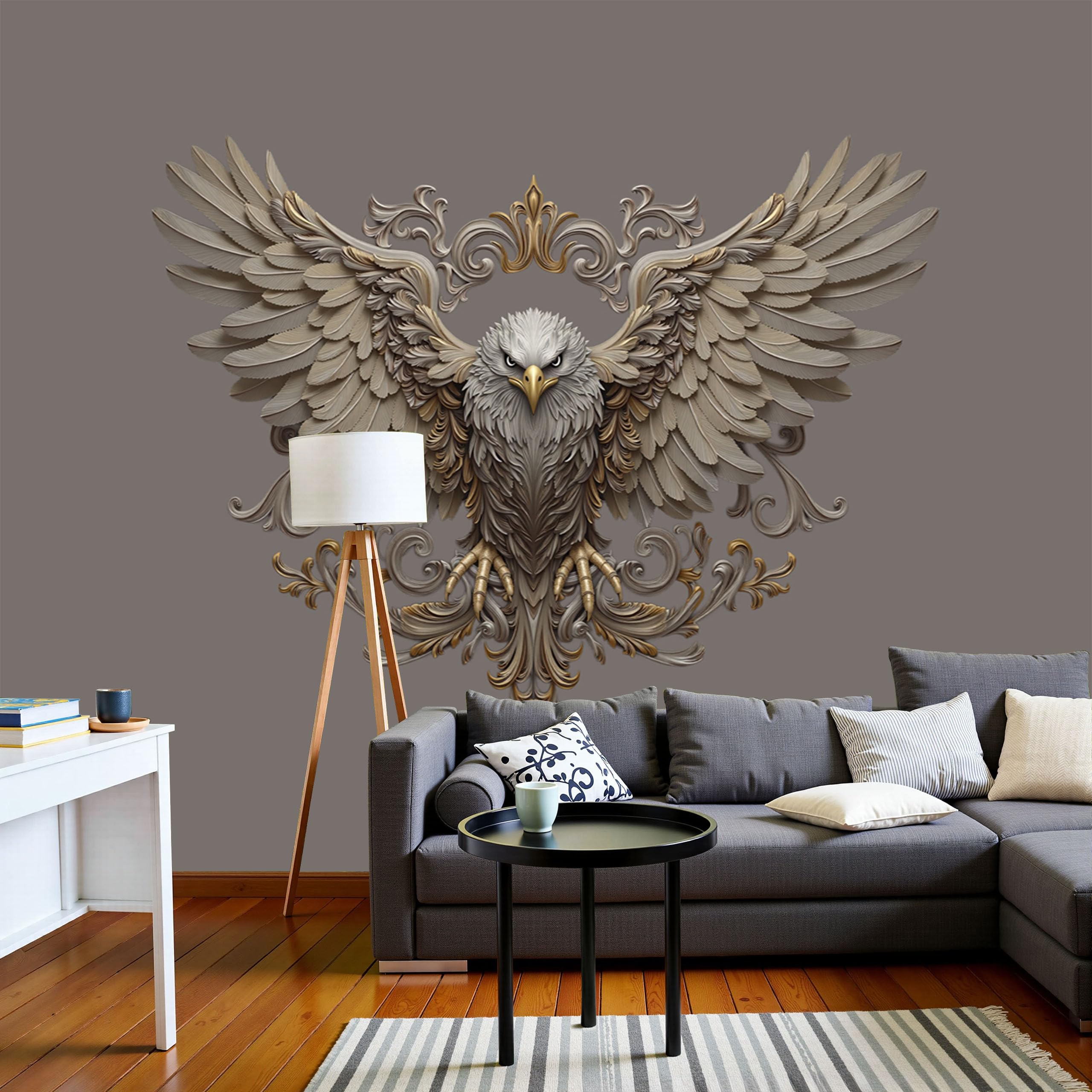 Papier Peint Motif Aigle 3D Solution Muraux Décoratif Grand Format Pour Salon Manquant De Volume