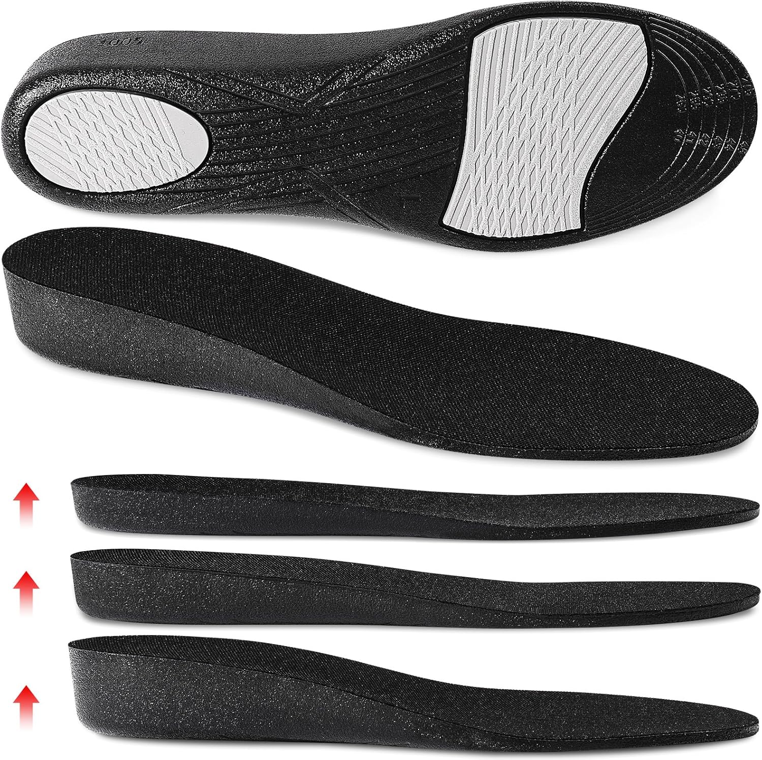 Ailaka Height Increase Insoles for Men Women 1 Pair PU Shoe Lifts