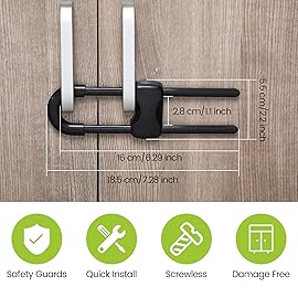 Jetec 10 Pieces Cabinet Locks for Babies, U-Shaped Proofing Drawers Safety Child Locks Adjustable, Easy to Use Childproof Latch for Knob Handle on Kitchen Door Storage Cupboard Closet (Black)