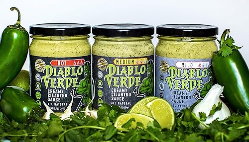 Miniatura 6 de Diablo Verde Salsa, galardonada, salsa cremosa de cilantro, nivel de calor caliente, botella de 12.5 onzas, hecha con cilantro, ajo, lima, chiles