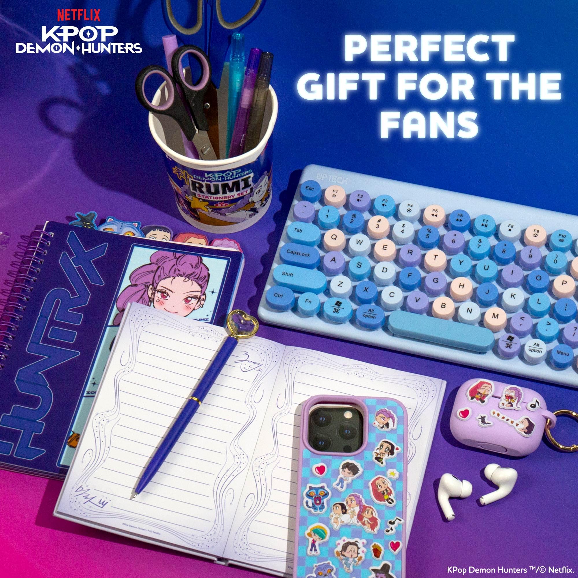Diario Kpop Demon Hunters™, set da 40 pagine doppie con righe, adesivi Kpop bonus e penna, merchandising ufficiale K Pop Demon Hunters per fan di K-Pop, studenti, adolescenti