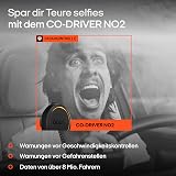 OOONO Co-Driver NO2 - next gen. traffic safety alarm - warns of speed cameras and road hazards - rechargeable - LED indicator - CarPlay & Android Auto compatible - 2
