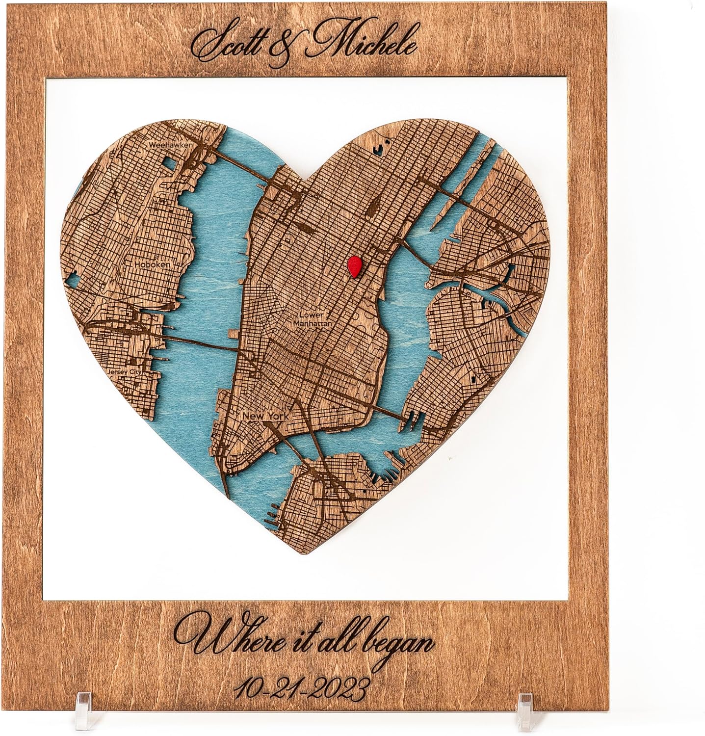 Where it All Began Map – 3D Custom Location or City Wooden Wall Art for Couples