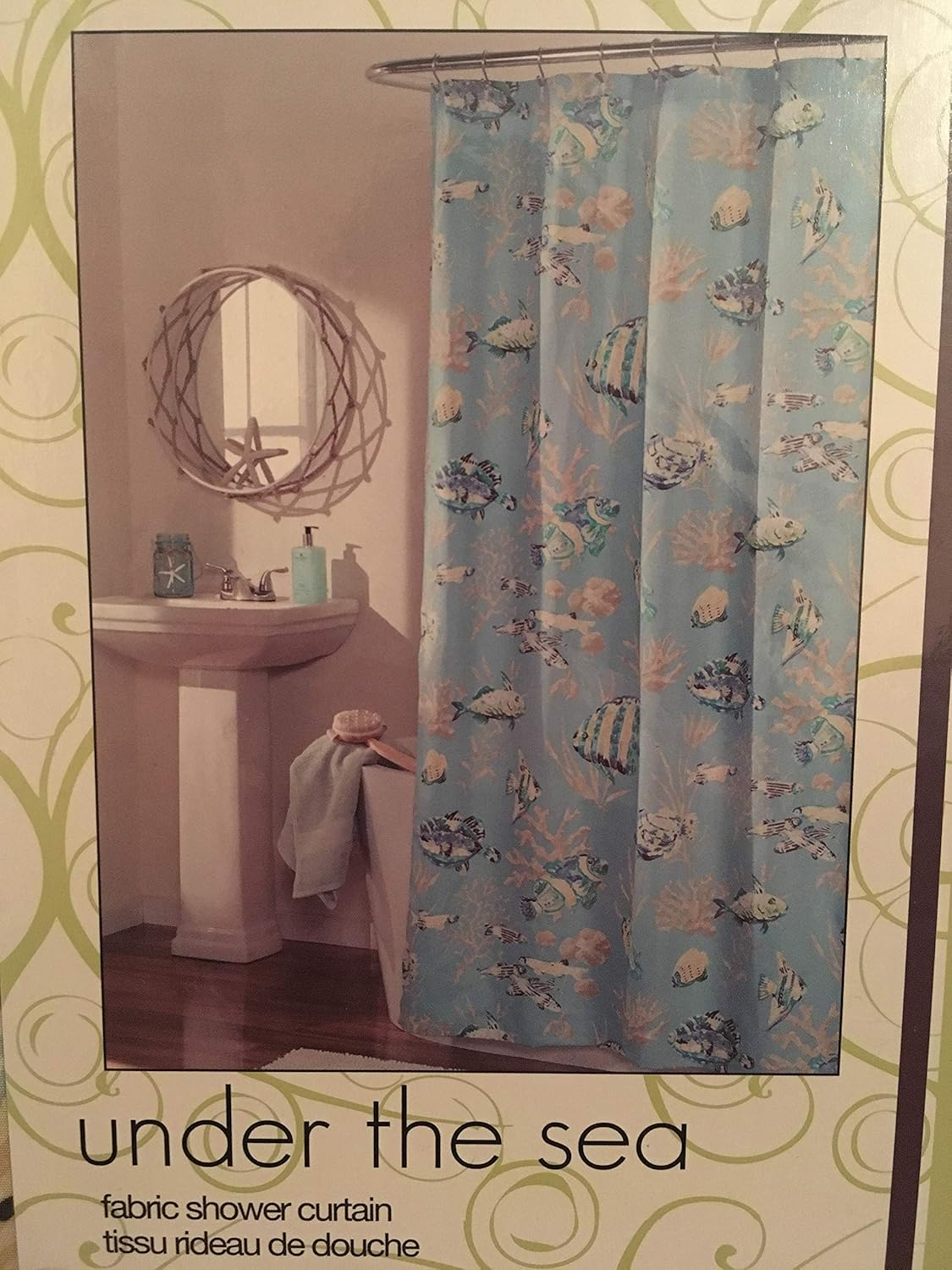 Under The Sea Blue Fabric Shower Curtain by M.Style, 72" Wide x 72" Long