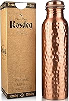 Vista 1 de Botella de agua de cobre – 34 onzas extra grande – Un recipiente ayurvédico de cobre puro martillado para beber – Bebe más agua, reduce tu ingesta