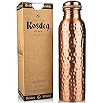 Copper Water Bottle - 34 Oz Extra Large - A Hammered Ayurvedic Pure Copper Vessel For Drinking - Drink More Water, Lower Your Sugar Intake And Enjoy The Health Benefits Immediately