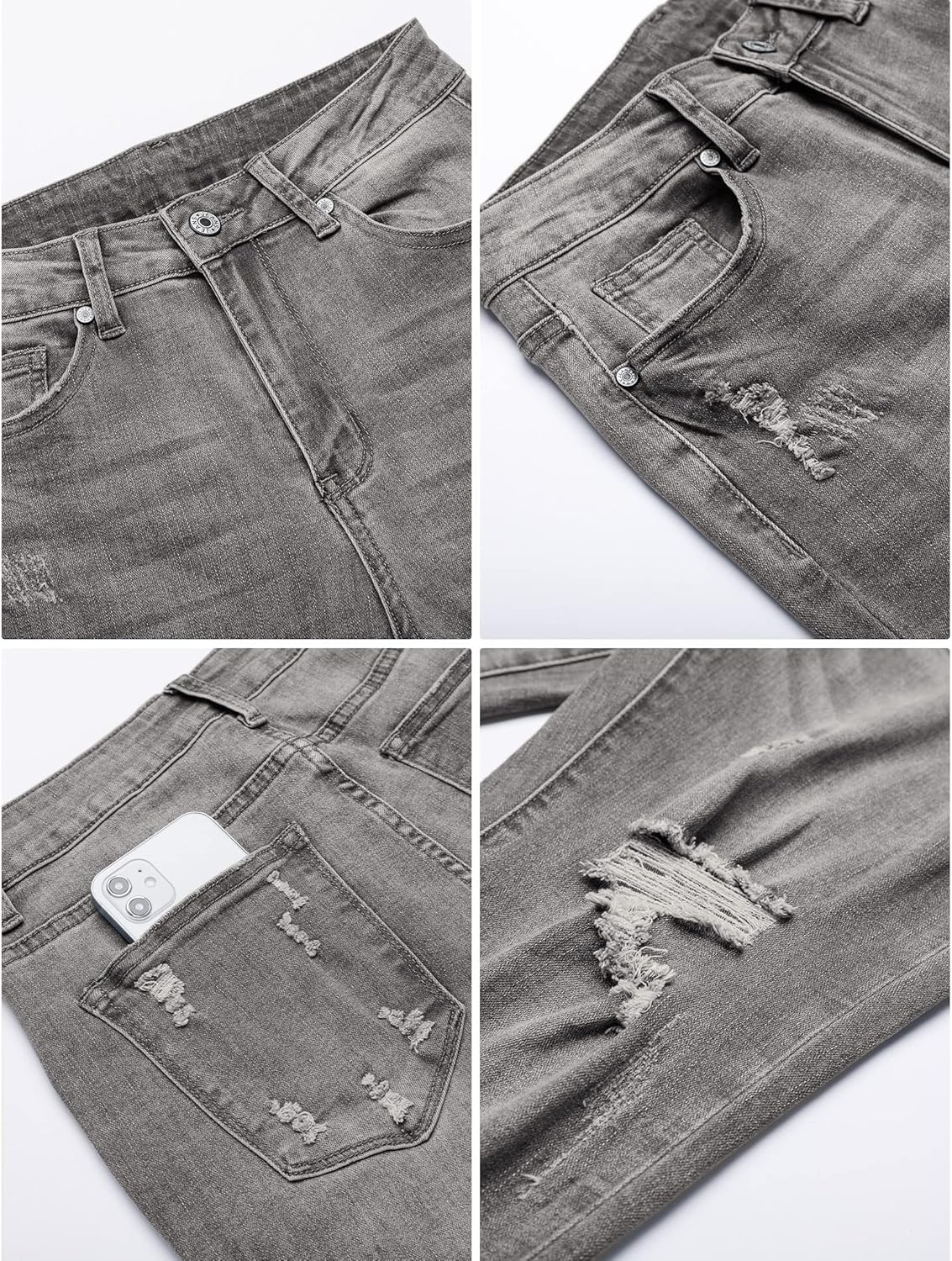 luvamia Capri Jeans for Women Stretch High Waisted Distressed Denim Capris Ripped Skinny Cropped Pants - Image 5