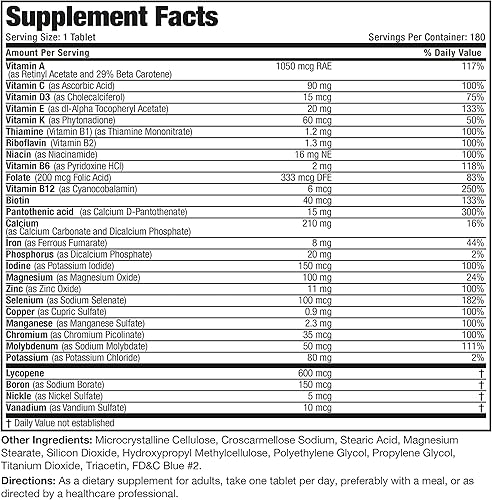 Miniatura 8 de Bronson ONE Daily Multivitamínico completo multimineral una vez al día para hombres activos, 180 tabletas