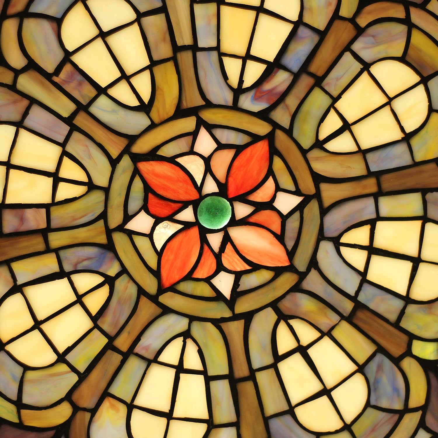 Tiffany-Glass Baroque Window Panel 24"