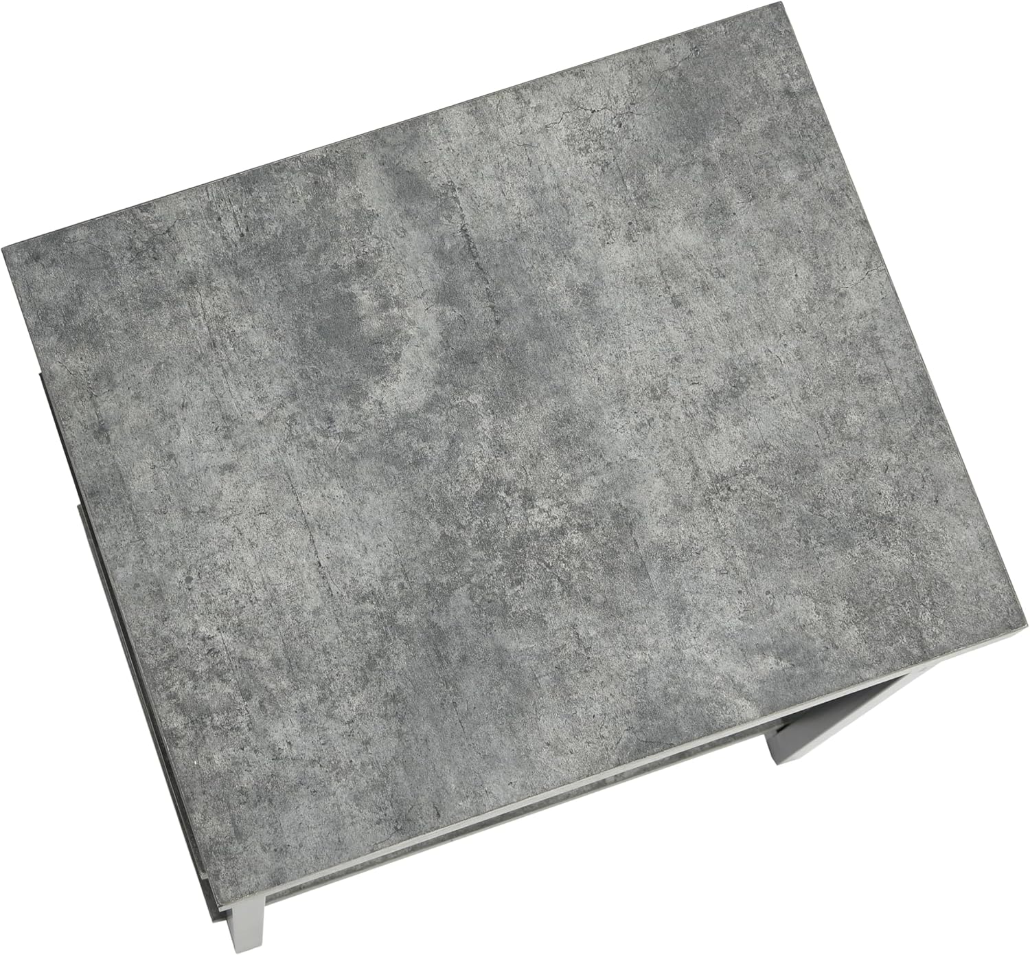 Household Essentials Jamestown Rectangular Side End Table with Storage Shelves Rustic Slate Concrete and Black Metal