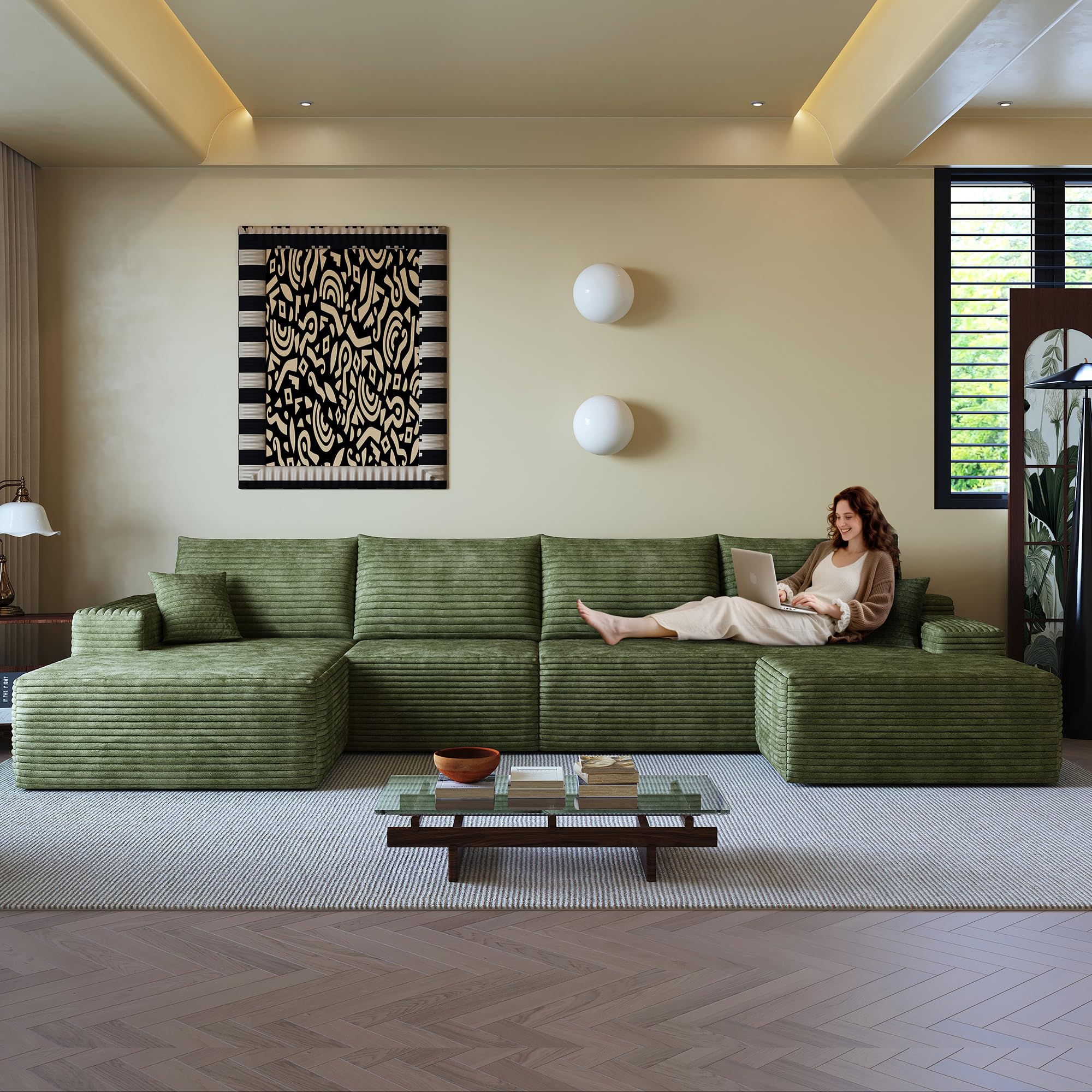 96" Sectional Couches for Living Room Cloud Couch Sofa with L-Shape Upholstered Boneless Couchs Modern Modular Sectional Couch with Chaise