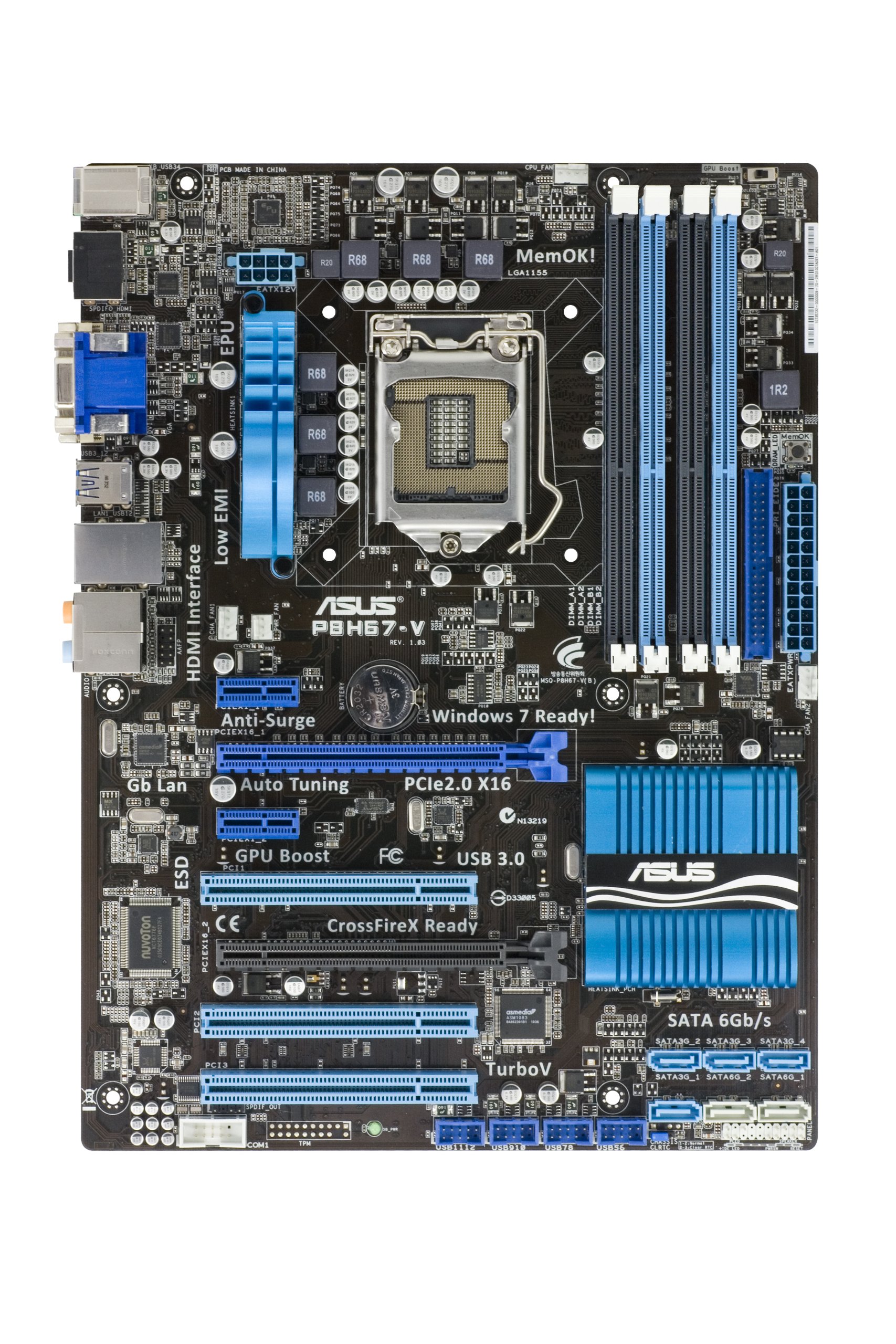 ASUS P8H67-V マザーボード LGA1155 Amazon.com: ASUS P8H67-V LGA 1155 H67 SATA 6 Gb/s y USB 3.0 ATX