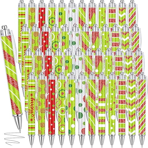 Miniatura 5 de Yeaqee 48 bolígrafos de Pascua con impresión retráctil de conejo a granel, huevo de Pascua, conejo, zanahoria, pollito y flor, bolígrafos de tinta