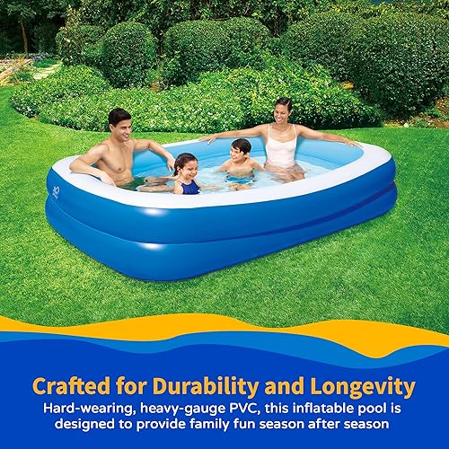 Vista 11 de Blue Wave Premier Family - Piscina inflable con asientos, 88 x 88 x 26 pulgadas, piscina de cuatro plazas para diversión en el patio trasero
