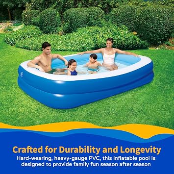 Inflatable 103-in x 69-in x 22-in Deep Rectangular Family Pool with Cover
