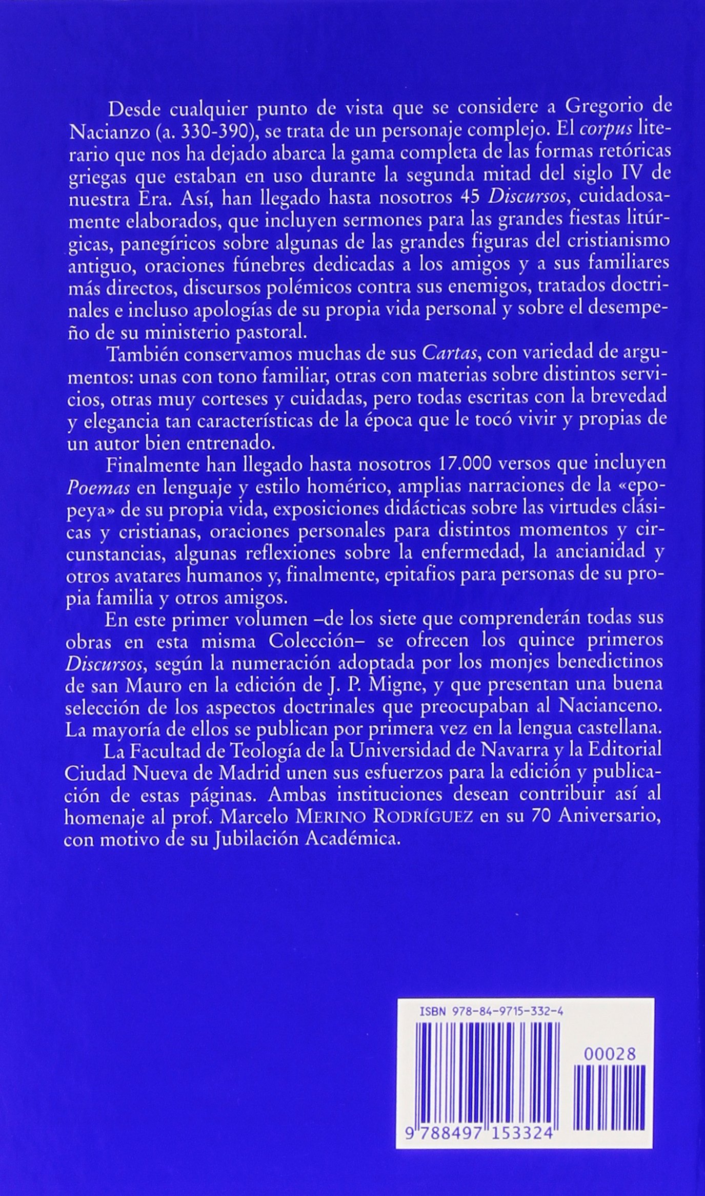 Discursos I-Xv. Gregorio Nacianzeno: 28 (Fuentes Patrísticas)