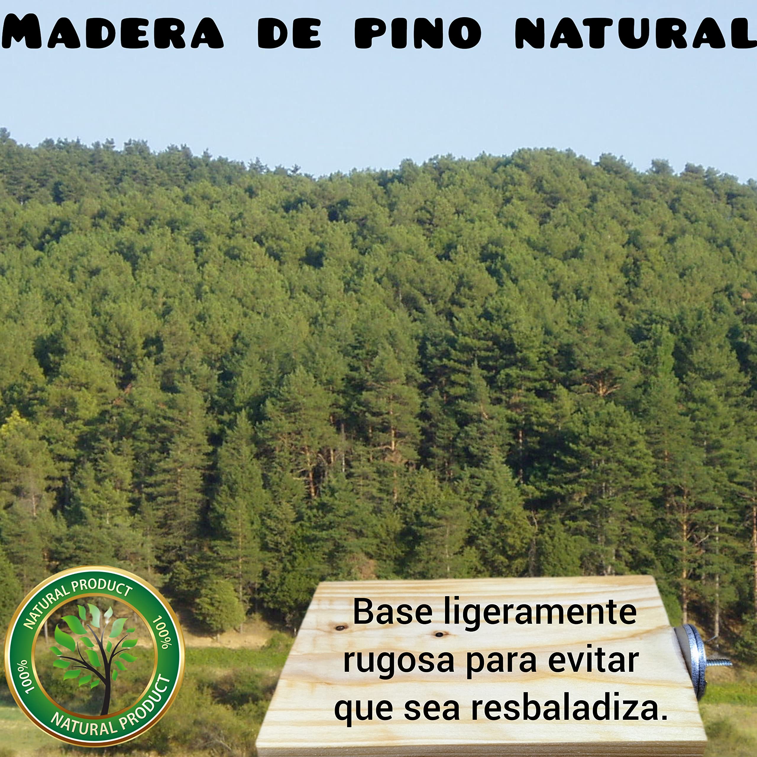Percha de pino natural para jaulas de loros agaporni, ninfa, caique, cotorra, accesorio descanso de aves, plataforma zona comedero y juegos de pájaros, CALIDAD PREMIUM. (M, 1 und)