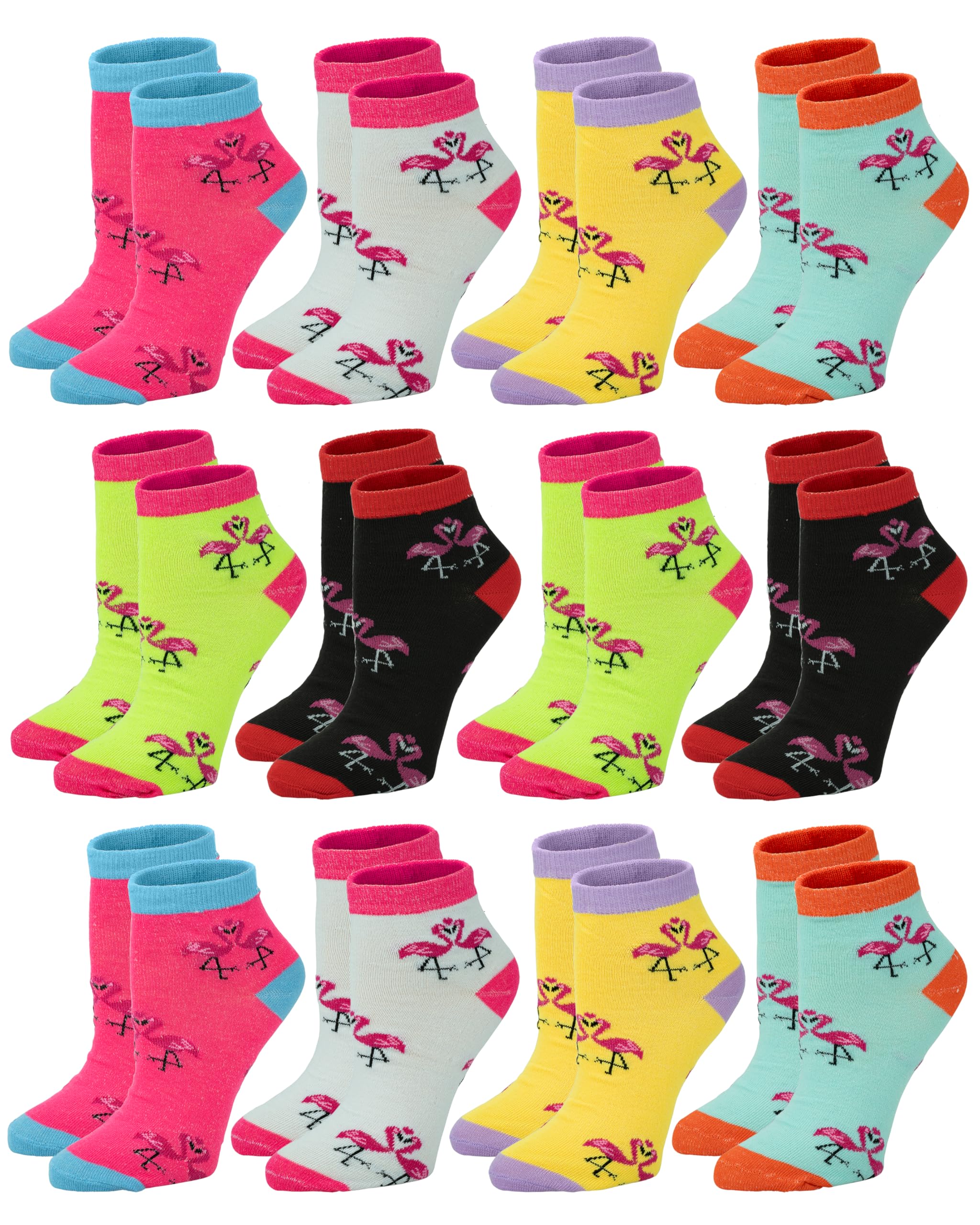 Gelante 12 pares de calcetines tobilleros para mujer, coloridos, cómodos, ligeros, transpirables, atléticos