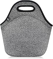 Vista 1 de LOVAC Lonchera de neopreno aislada para hombres, lonchera reutilizable, duradera e impermeable, suave y ligera (negro y gris)