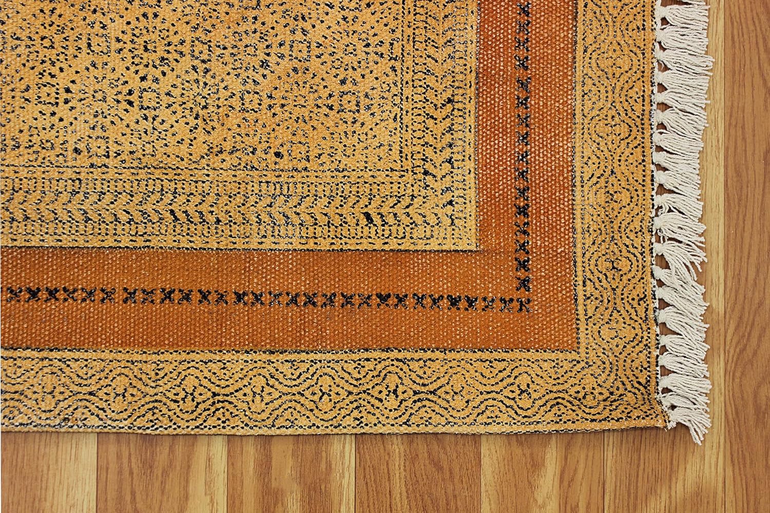 2.6x12 Runner Rug Kilim Rug Handmade Boho Rug Bronze Black Cotton Rug Thick 0.19 inches Easy Washable Rug Flatweave Rugs for Home Foyer Corridor Runner Hotels Partys Hallway Stair Runner