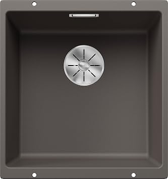 BLANCO SUBLINE 400-U | SILGRANIT Sink in Volcano Grey | Installation Type undermount Installation | for 50 cm Wide Base cabinets | One Cut-Out and only one Installation | [43x46x20.2 cm]