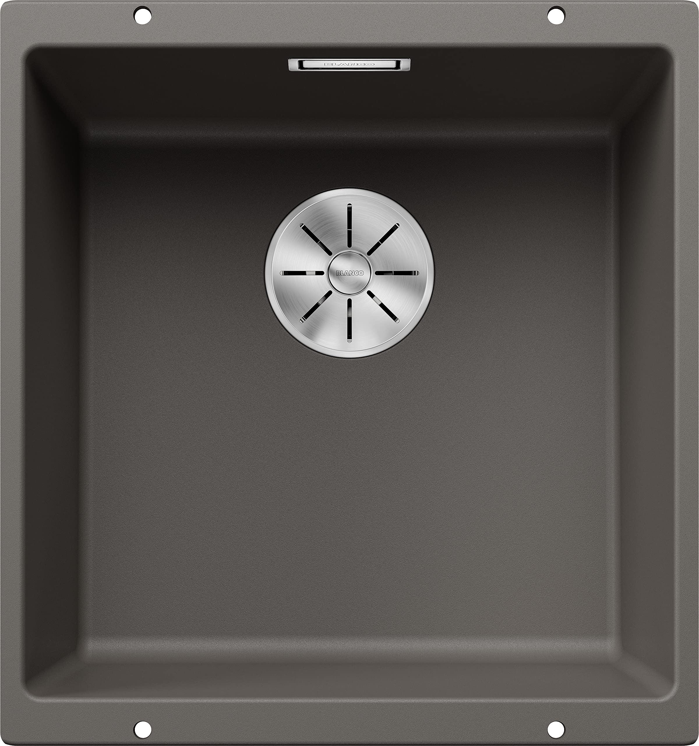 BLANCO SUBLINE 400-U | SILGRANIT Sink in Volcano Grey | Installation Type: undermount Installation | for 50 cm Wide Base cabinets | One Cut-Out and only one Installation | [43x46x20.2 cm]