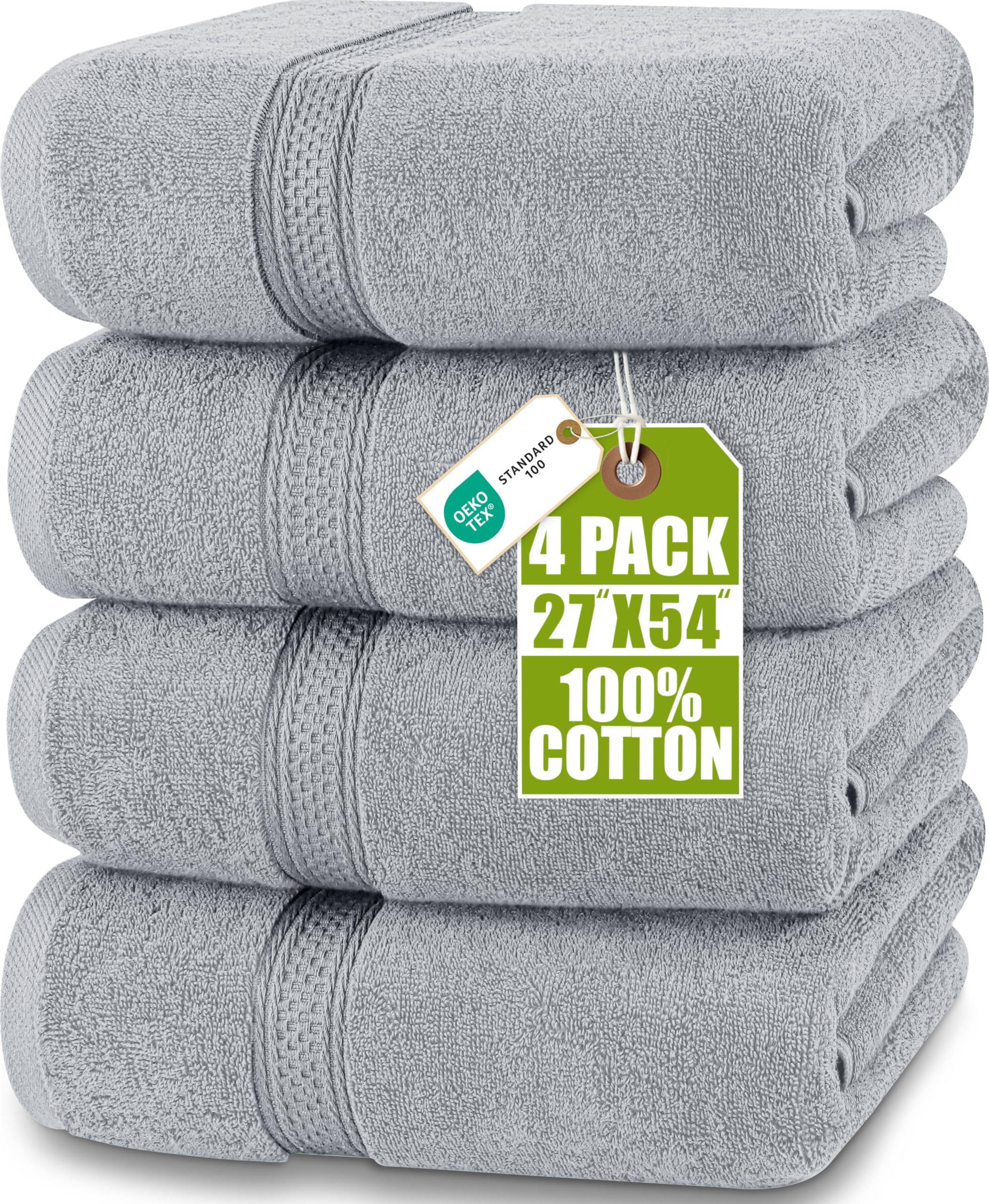 Utopia Towels 4 Pack - Premium Grey Bath Towels -26