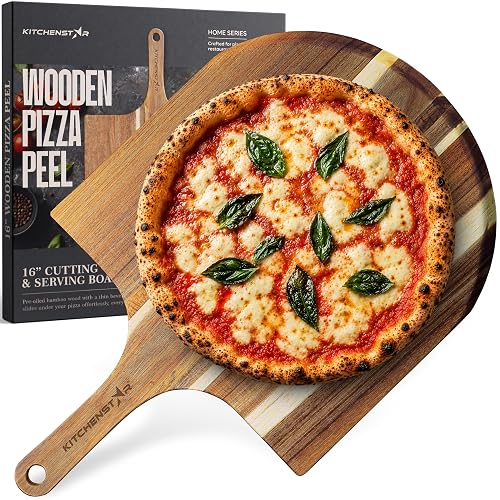 KitchenStar 16 Inch Acacia Wood Pizza Peel