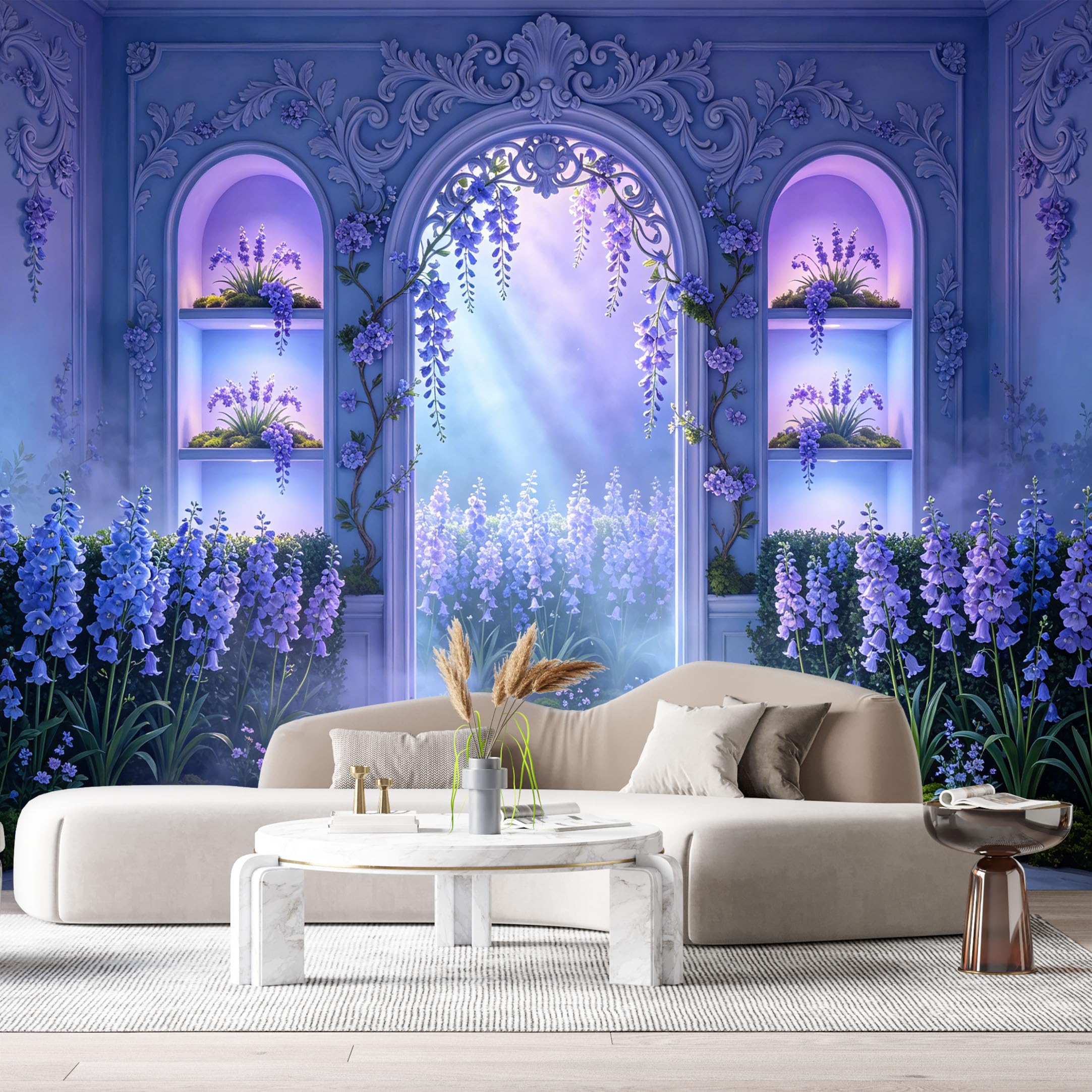 Custom Size Wall Murals Fantasy Garden Alchemy Arched Doorway Botanical 3D Trompe L'Oeil SelfAdhesiveWall Fabric Removable Wallpaper Wall Decor for Living Room Bedroom Bathroom