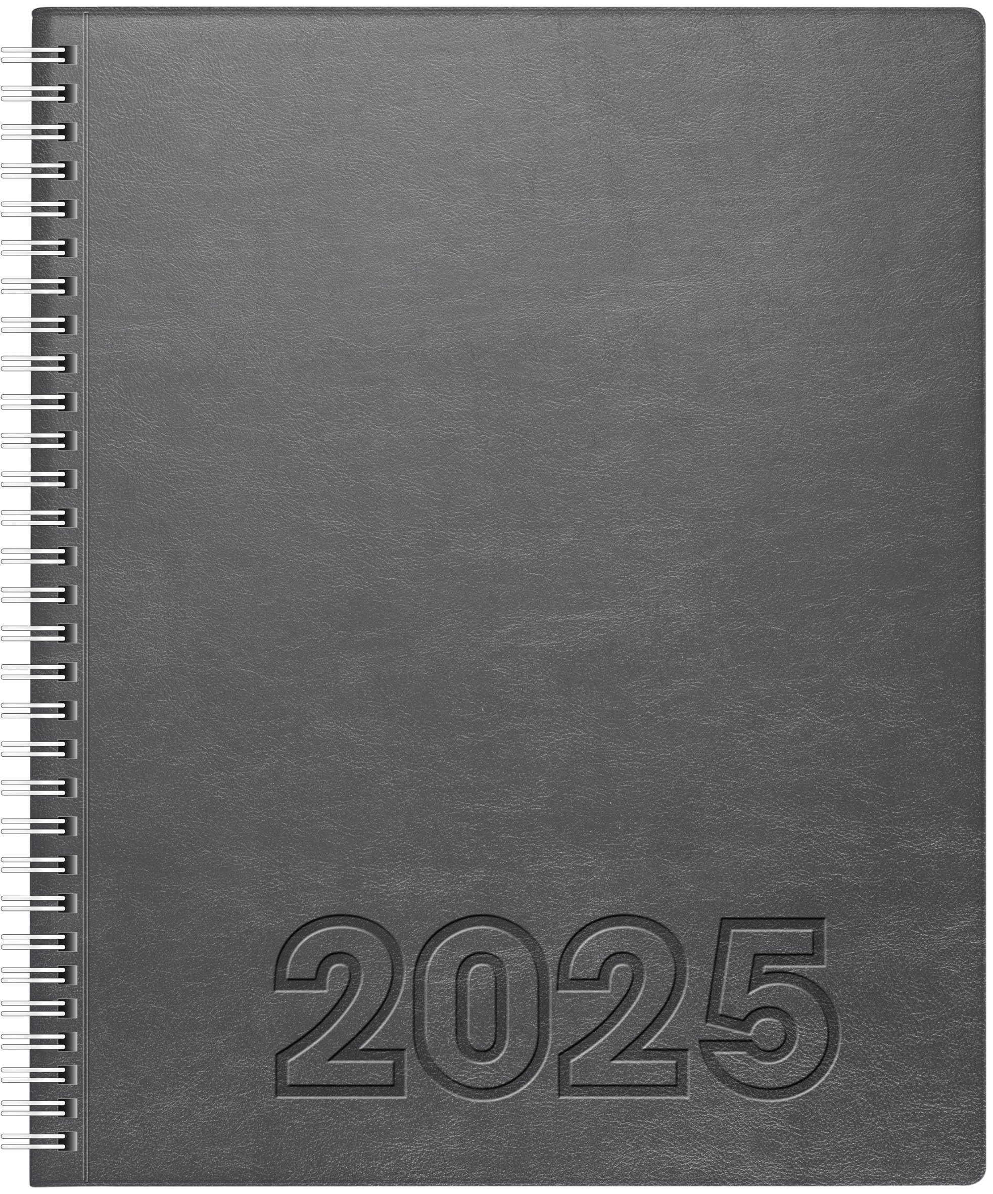BRUNNEN Book Calendar Model Manager Wt 7 Weektimer (2025), 2 Pages = 1 Week, 210 × 260 mm, 160 Pages, Soft Cover, Grey