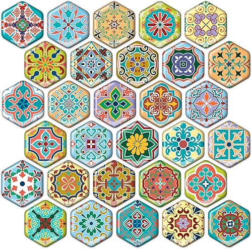 MORCART 30 imanes hexagonales para refrigerador, bonitos imanes para casillero, imanes decorativos para refrigerador, pizarra, gabinete, oficina,