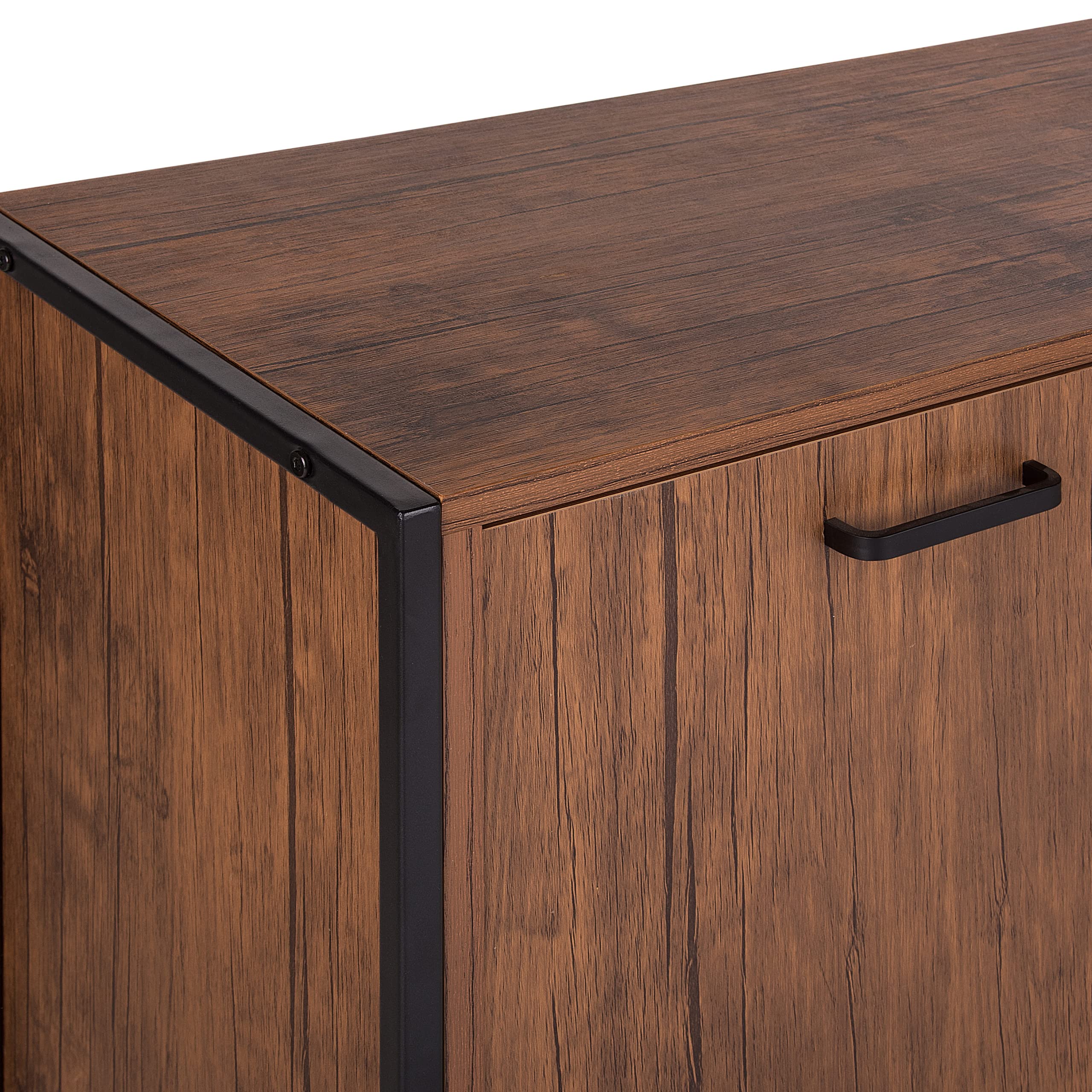 Aparador de madera oscura y negro con cajones salón industrial Tifton