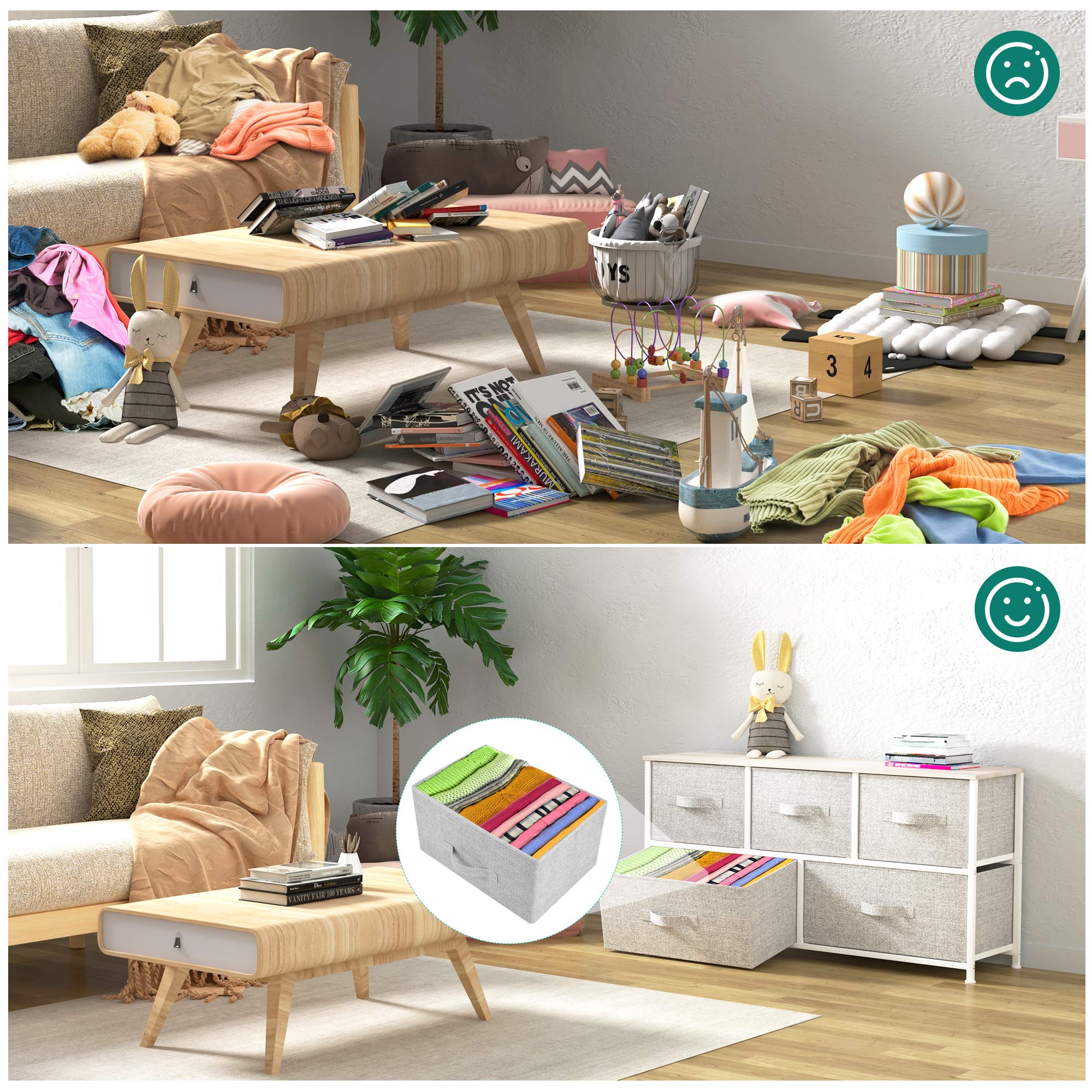 YITAHOME Commode pour Chambre à Coucher, Commode à 5 Tiroirs en Tissu Meuble de Rangement avec Dessus en Bois et Grand Espace de Rangement Chambre à Coucher, Salon, Chambre d'enfant, Gris Clair